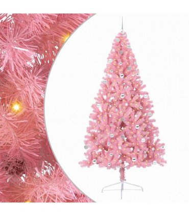 vidaXL Artificial Pre-lit Christmas Tree Pink 240 cm PVC
