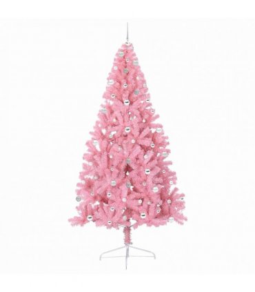 vidaXL Artificial Pre-lit Christmas Tree Pink 240 cm PVC