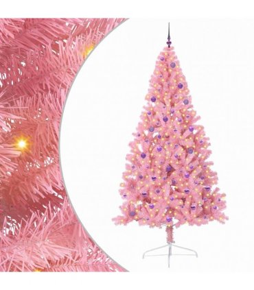 vidaXL Artificial Pre-lit Christmas Tree Pink 240 cm PVC