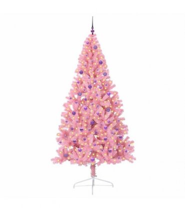 vidaXL Artificial Pre-lit Christmas Tree Pink 240 cm PVC