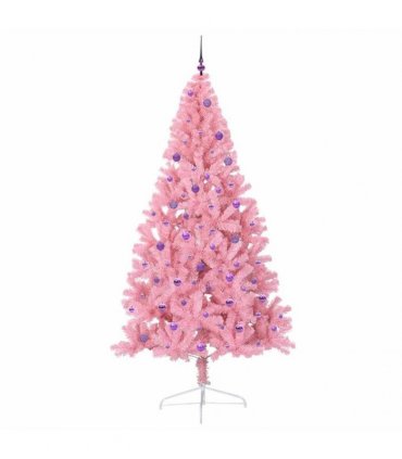 vidaXL Artificial Pre-lit Christmas Tree Pink 240 cm PVC