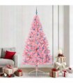 vidaXL Artificial Pre-lit Christmas Tree Pink 240 cm PVC