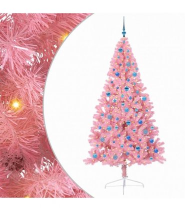 vidaXL Artificial Pre-lit Christmas Tree Pink 240 cm PVC