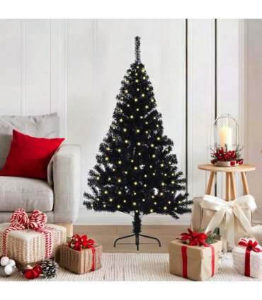 vidaXL Artificial Pre-lit Christmas Tree Black 120 cm PVC