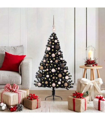 vidaXL Artificial Pre-lit Christmas Tree Black 120 cm PVC