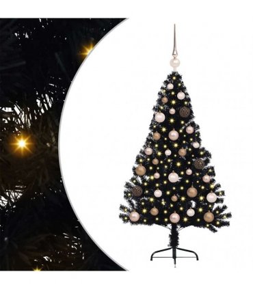 vidaXL Artificial Pre-lit Christmas Tree Black 120 cm PVC