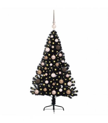 vidaXL Artificial Pre-lit Christmas Tree Black 120 cm PVC