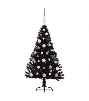 vidaXL Artificial Pre-lit Christmas Tree Black 120 cm PVC