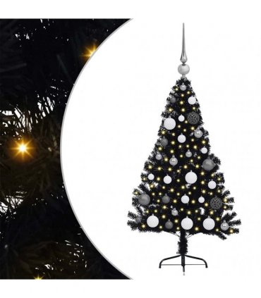vidaXL Artificial Pre-lit Christmas Tree Black 120 cm PVC
