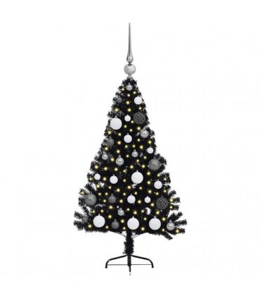 vidaXL Artificial Pre-lit Christmas Tree Black 120 cm PVC