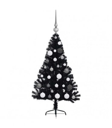 vidaXL Artificial Pre-lit Christmas Tree Black 120 cm PVC
