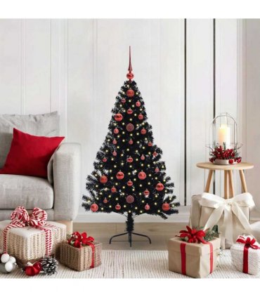 vidaXL Artificial Pre-lit Christmas Tree Black 120 cm PVC