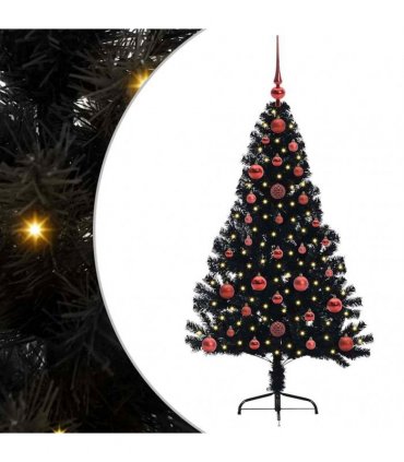 vidaXL Artificial Pre-lit Christmas Tree Black 120 cm PVC