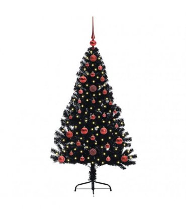 vidaXL Artificial Pre-lit Christmas Tree Black 120 cm PVC