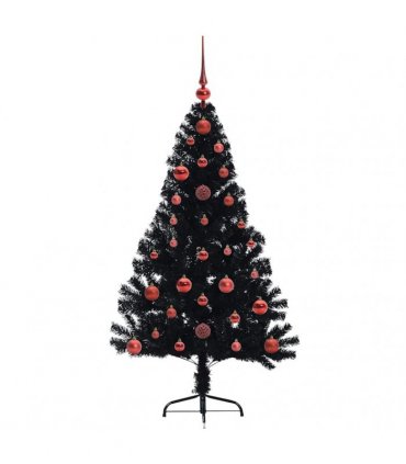 vidaXL Artificial Pre-lit Christmas Tree Black 120 cm PVC