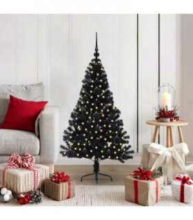 vidaXL Artificial Pre-lit Christmas Tree Black 120 cm PVC