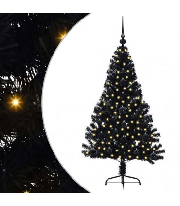 vidaXL Artificial Pre-lit Christmas Tree Black 120 cm PVC