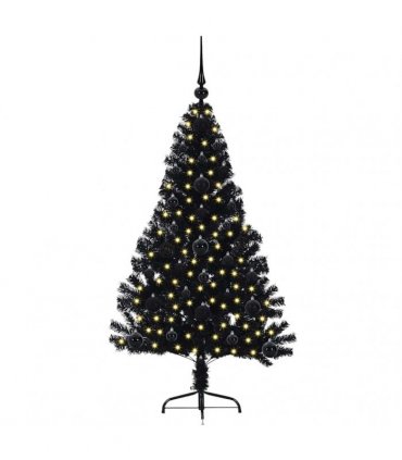 vidaXL Artificial Pre-lit Christmas Tree Black 120 cm PVC