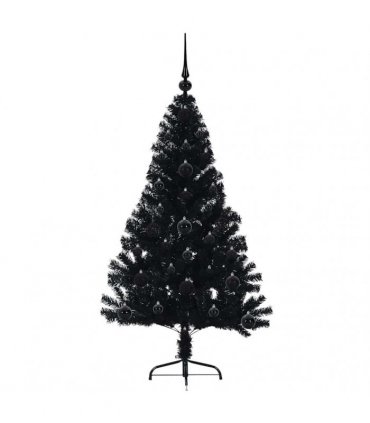 vidaXL Artificial Pre-lit Christmas Tree Black 120 cm PVC