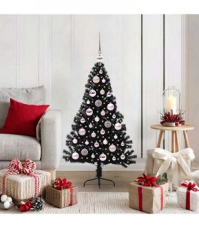 vidaXL Artificial Pre-lit Christmas Tree Black 120 cm PVC