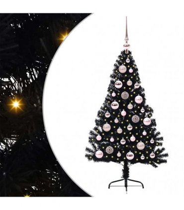 vidaXL Artificial Pre-lit Christmas Tree Black 120 cm PVC