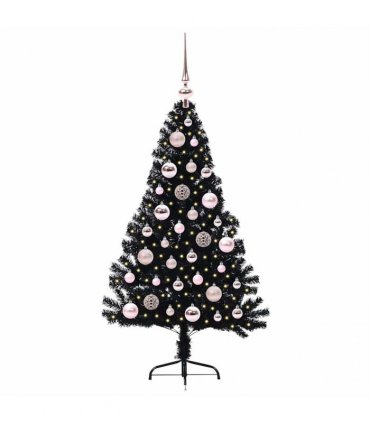 vidaXL Artificial Pre-lit Christmas Tree Black 120 cm PVC