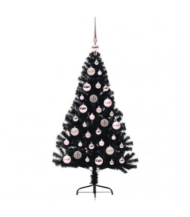 vidaXL Artificial Pre-lit Christmas Tree Black 120 cm PVC
