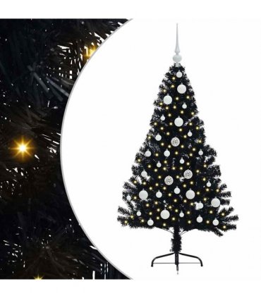 vidaXL Artificial Pre-lit Christmas Tree Black 120 cm PVC