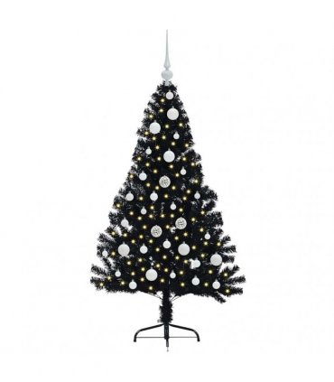 vidaXL Artificial Pre-lit Christmas Tree Black 120 cm PVC