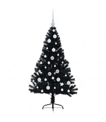 vidaXL Artificial Pre-lit Christmas Tree Black 120 cm PVC