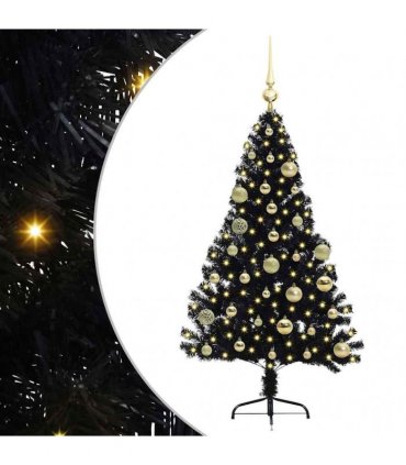 vidaXL Artificial Pre-lit Christmas Tree Black 120 cm PVC