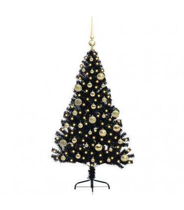 vidaXL Artificial Pre-lit Christmas Tree Black 120 cm PVC