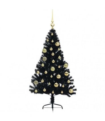 vidaXL Artificial Pre-lit Christmas Tree Black 120 cm PVC