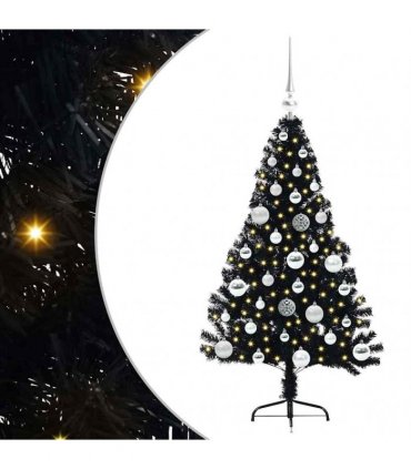 vidaXL Artificial Pre-lit Christmas Tree Black 120 cm PVC
