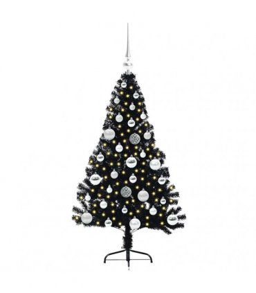vidaXL Artificial Pre-lit Christmas Tree Black 120 cm PVC