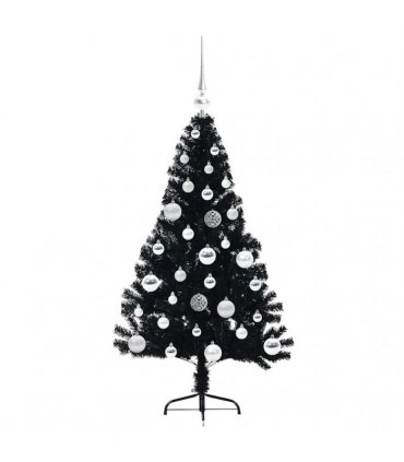 vidaXL Artificial Pre-lit Christmas Tree Black 120 cm PVC