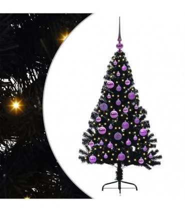 vidaXL Artificial Pre-lit Christmas Tree Black 120 cm PVC