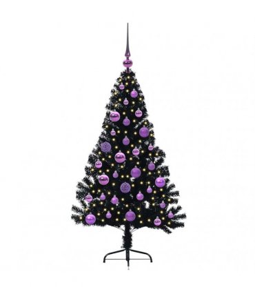 vidaXL Artificial Pre-lit Christmas Tree Black 120 cm PVC