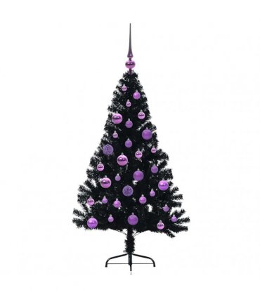 vidaXL Artificial Pre-lit Christmas Tree Black 120 cm PVC
