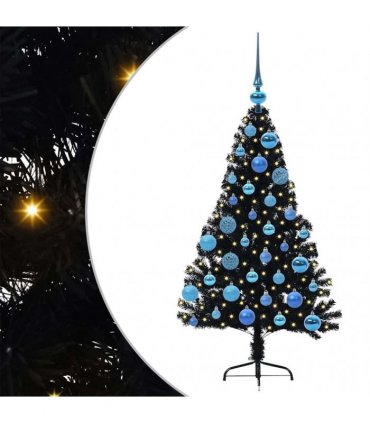 vidaXL Artificial Pre-lit Christmas Tree Black 120 cm PVC