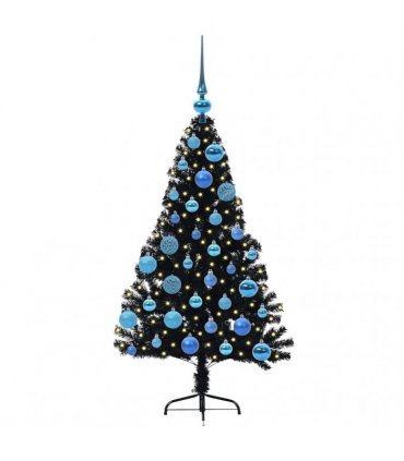vidaXL Artificial Pre-lit Christmas Tree Black 120 cm PVC