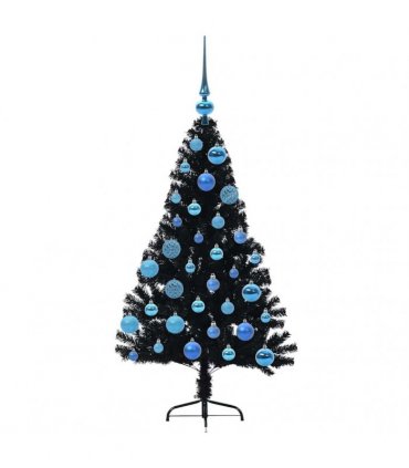 vidaXL Artificial Pre-lit Christmas Tree Black 120 cm PVC