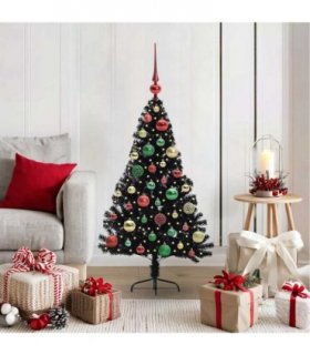 vidaXL Artificial Pre-lit Christmas Tree Black 120 cm PVC
