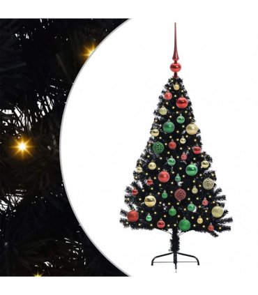 vidaXL Artificial Pre-lit Christmas Tree Black 120 cm PVC