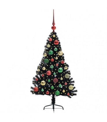 vidaXL Artificial Pre-lit Christmas Tree Black 120 cm PVC