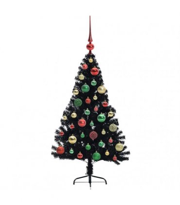vidaXL Artificial Pre-lit Christmas Tree Black 120 cm PVC