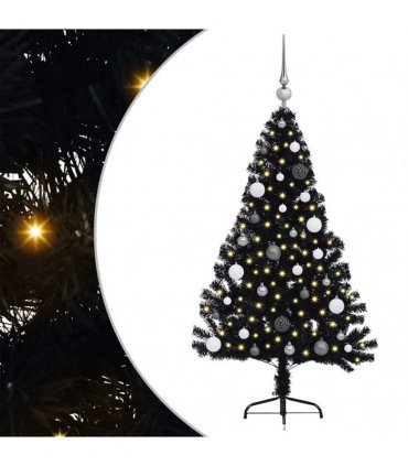vidaXL Artificial Pre-lit Christmas Tree Black 150 cm PVC