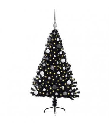 vidaXL Artificial Pre-lit Christmas Tree Black 150 cm PVC