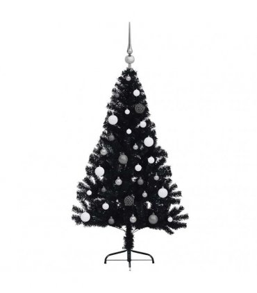 vidaXL Artificial Pre-lit Christmas Tree Black 150 cm PVC
