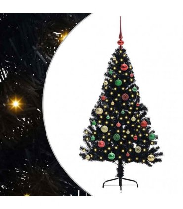 vidaXL Artificial Pre-lit Christmas Tree Black 150 cm PVC
